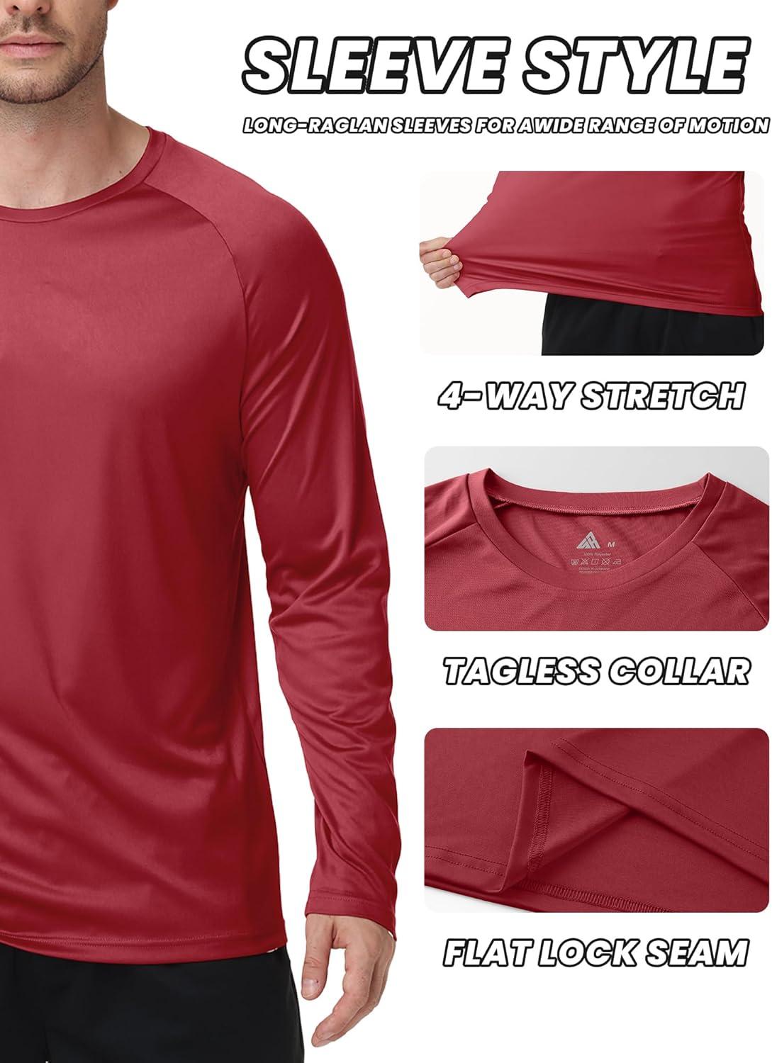 imageZITY 3 Pack Long Sleeve Shirts for Men UPF 50 Sun Protection Crew Neck TShirt Rash Guard for Hiking Running Swimming3packwine RedLight GrayBlack
