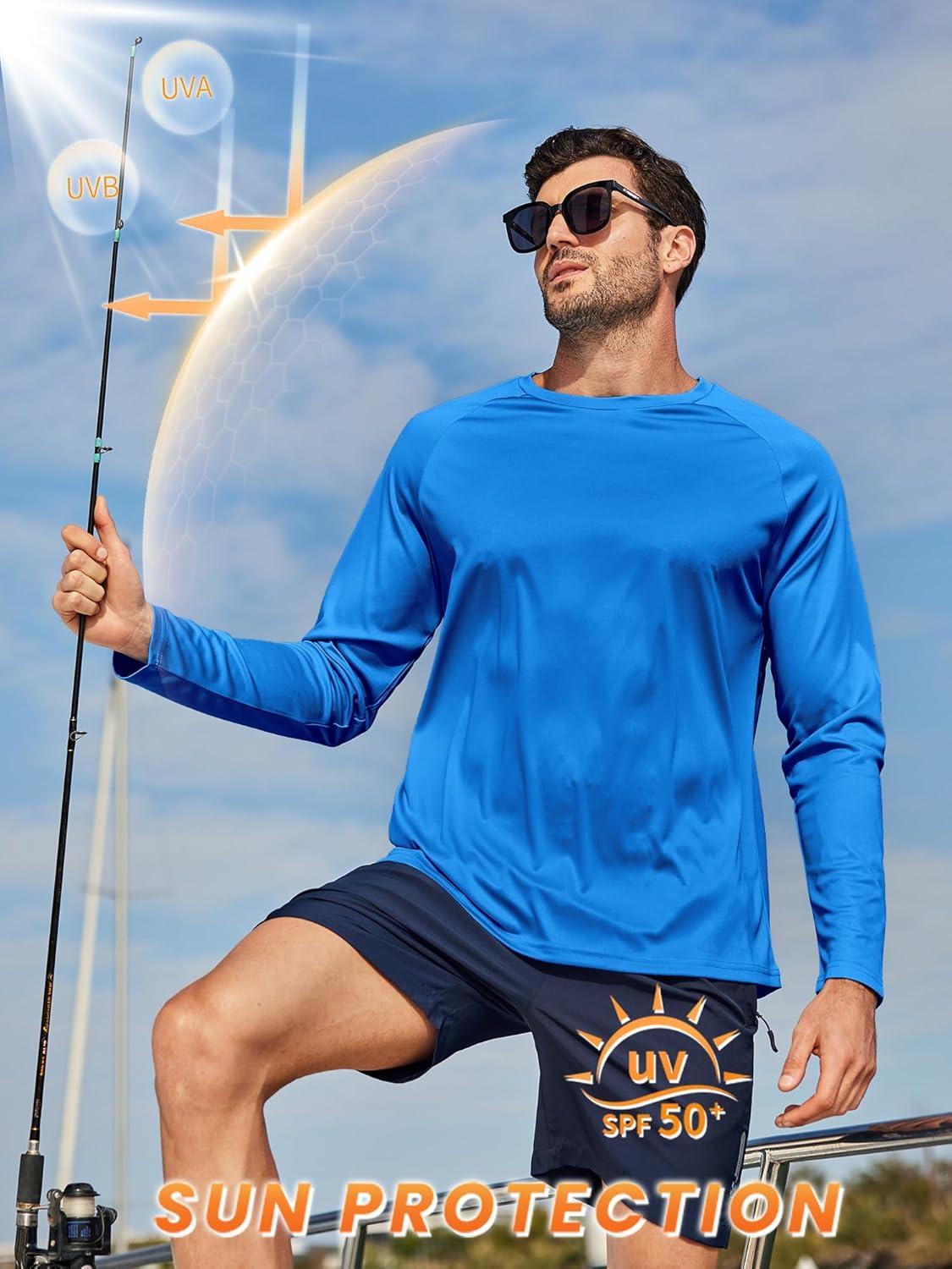 imageZITY 7 Pack Sun Shirts for Men UV Protection Long Sleeve Crew Neck Running Activewear TShirts