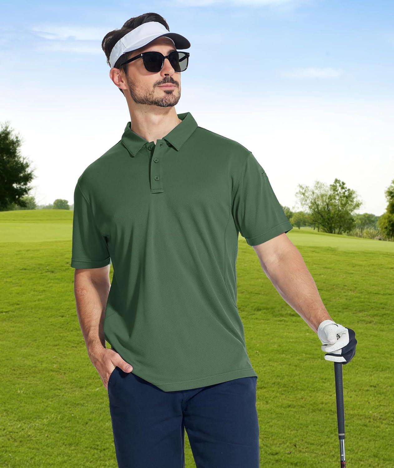 imageZITY 4 Pack Mens Polo Shirt Short Sleeve Athletic Performance Tactical Shirts for Men Outdoor Sport Work TShirt