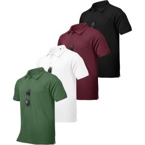 ZITY 4 Pack Men’s Polo Shirt Short Sleeve Athletic Performance Tactical Shirts for Men Outdoor Sport Work T-Shirt