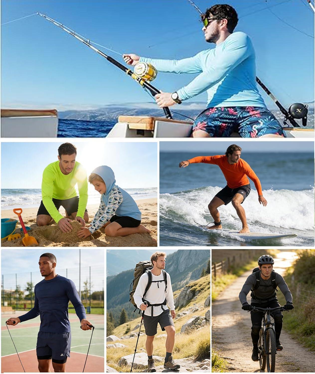 imageZITY 7 Pack Long Sleeve Shirts for Men UPF 50 Sun Protection TShirt Active Crew Neck Tee Workout TopsFluorescentgreenwhiteneonorangelightbluelightgraydarkgrayblack