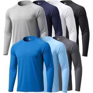 ZITY 7 Pack Long Sleeve Shirts for Men UPF 50+ Sun Protection T-Shirt Active Crew Neck Tee Workout Tops(7pack-royalblue/Lightgray/Darkgray/Lightblue/Darkblue/White/Black)