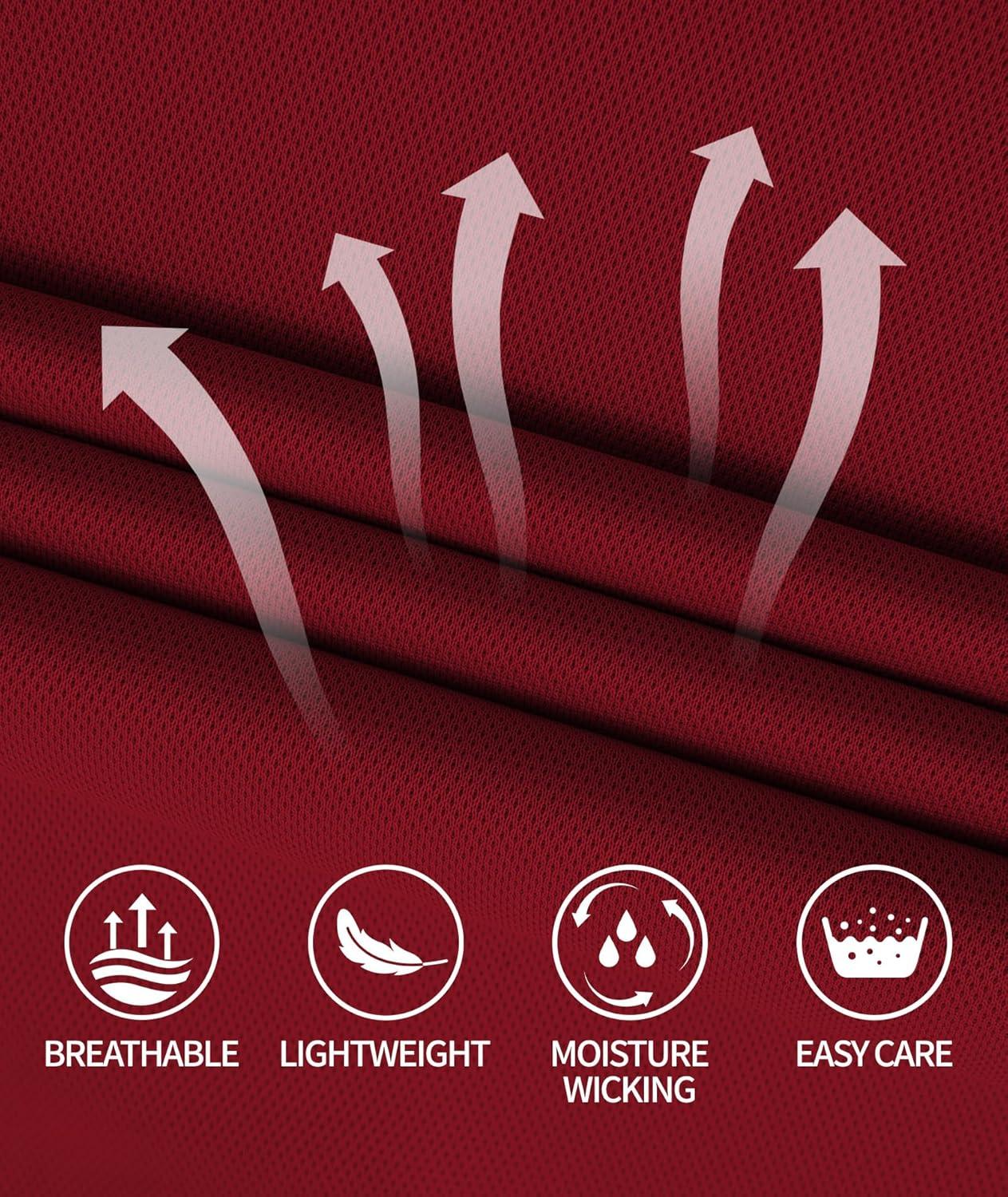 imageZITY Long Sleeve Polo Shirts for Men 3 Pack Collared Performance Golf Polos Mens Casual Shirts Moisture Wicking WorkwearRed