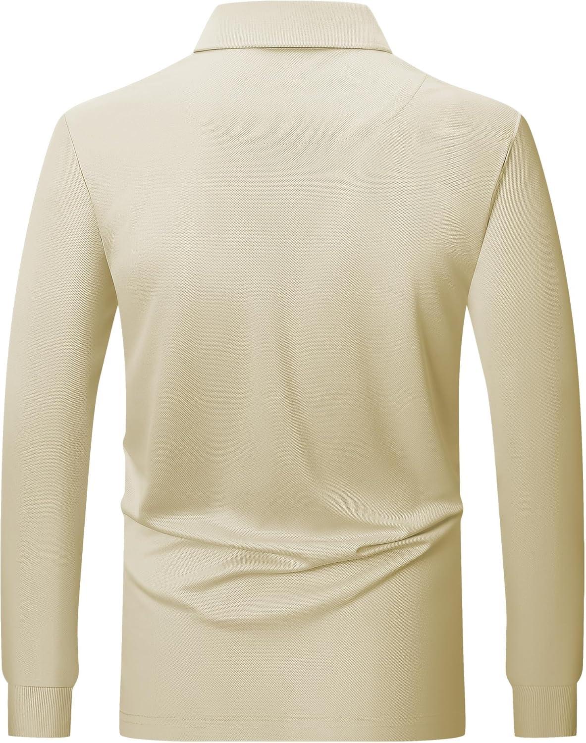 imageZITY Long Sleeve Polo Shirts for Men 3 Pack Collared Performance Golf Polos Mens Casual Shirts Moisture Wicking WorkwearYellow