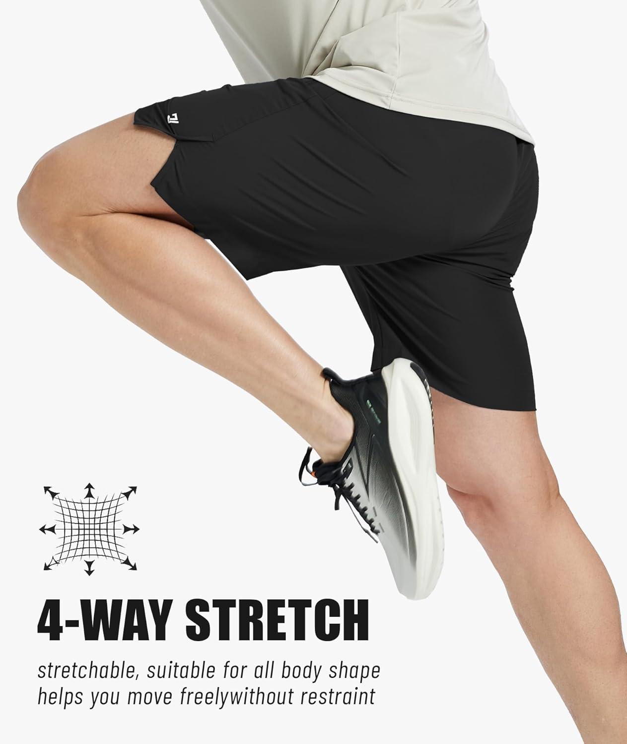 imageZITY Mens Running Shorts Quick Dry Lightweight 7 Athletic Shorts with Zipper Pockets for Basketball HikingBlack