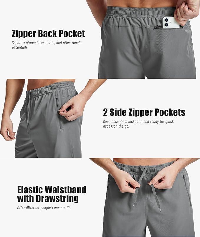imageZITY Mens Running Shorts Quick Dry Lightweight 7 Athletic Shorts with Zipper Pockets for Basketball HikingGrey