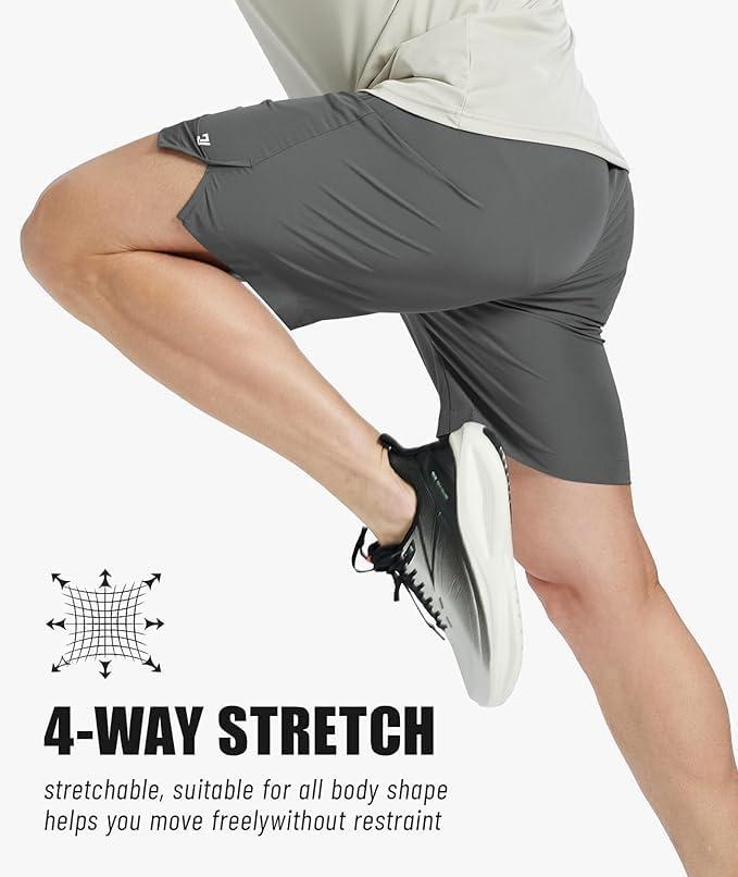 imageZITY Mens Running Shorts Quick Dry Lightweight 7 Athletic Shorts with Zipper Pockets for Basketball HikingGrey