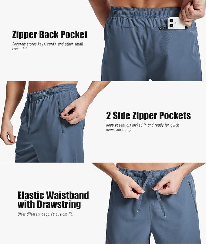 imageZITY Mens Running Shorts Quick Dry Lightweight 7 Athletic Shorts with Zipper Pockets for Basketball HikingGrey Blue