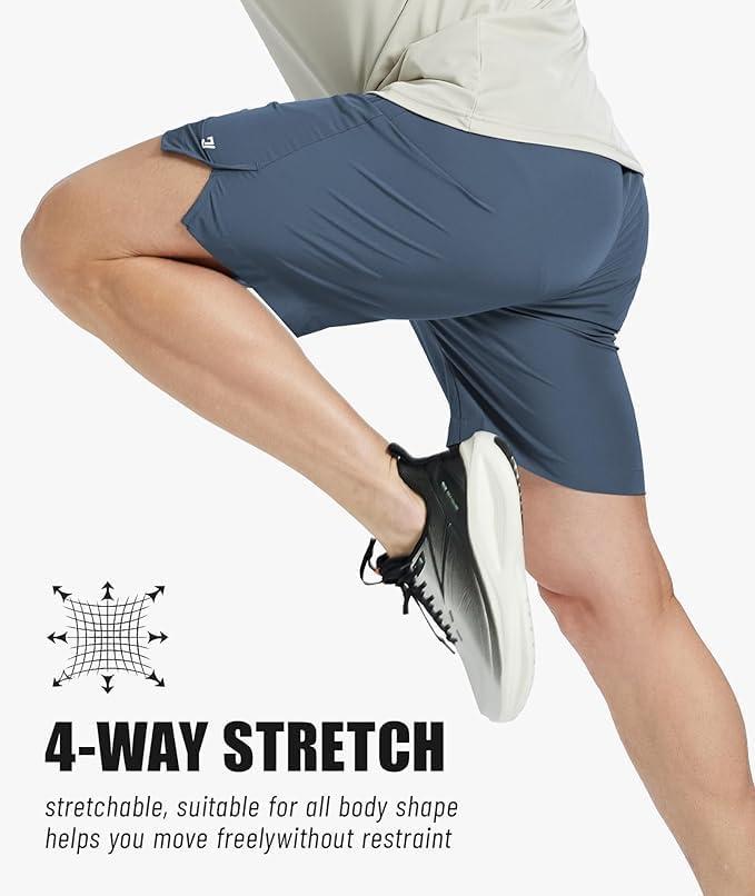 imageZITY Mens Running Shorts Quick Dry Lightweight 7 Athletic Shorts with Zipper Pockets for Basketball HikingGrey Blue