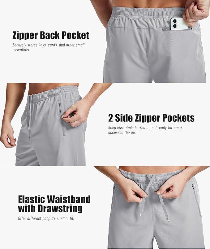 imageZITY Mens Running Shorts Quick Dry Lightweight 7 Athletic Shorts with Zipper Pockets for Basketball HikingLight Grey