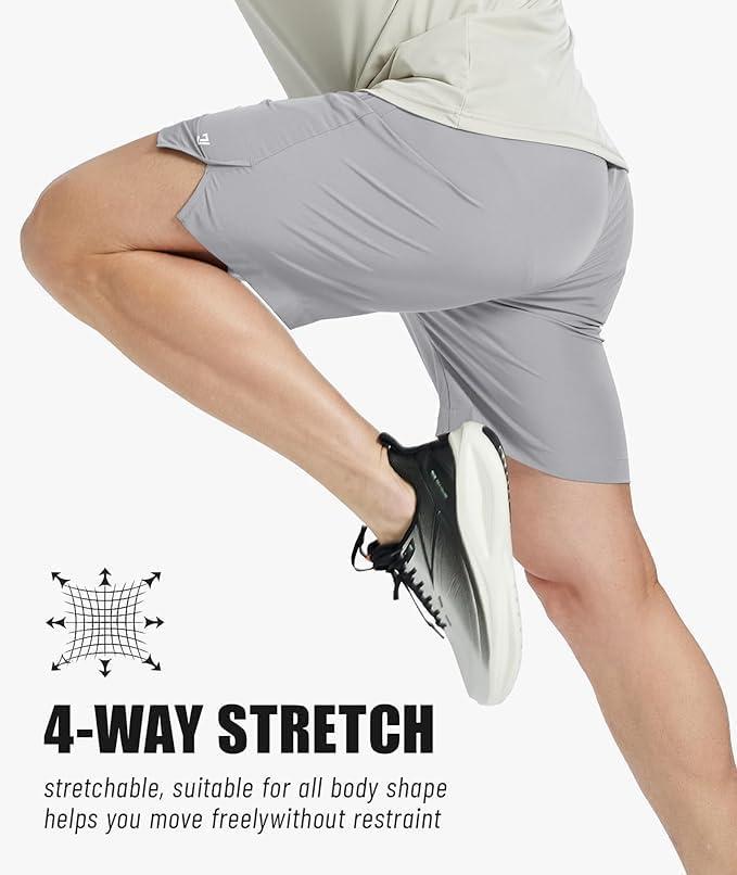 imageZITY Mens Running Shorts Quick Dry Lightweight 7 Athletic Shorts with Zipper Pockets for Basketball HikingLight Grey