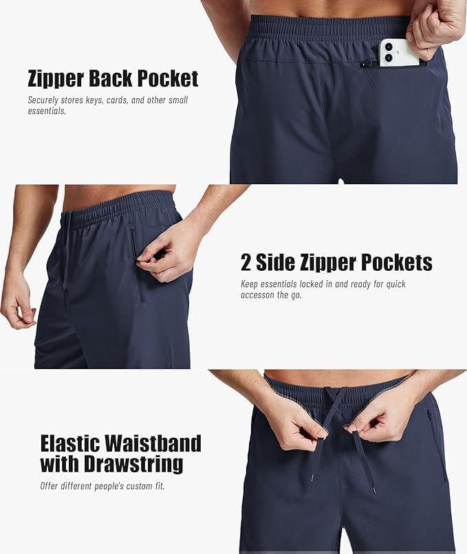 imageZITY Mens Running Shorts Quick Dry Lightweight 7 Athletic Shorts with Zipper Pockets for Basketball HikingNavy