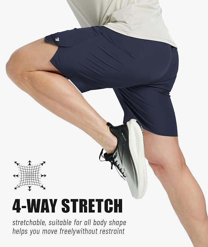 imageZITY Mens Running Shorts Quick Dry Lightweight 7 Athletic Shorts with Zipper Pockets for Basketball HikingNavy