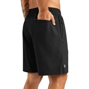 ZITY Men’s Running Shorts Quick Dry Lightweight 7″ Athletic Shorts with Zipper Pockets for Basketball Hiking(Black)