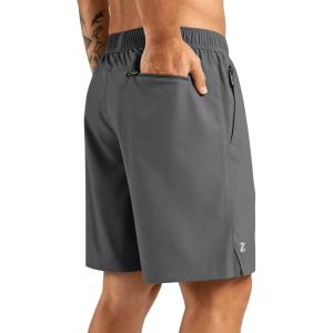 ZITY Men’s Running Shorts Quick Dry Lightweight 7″ Athletic Shorts with Zipper Pockets for Basketball Hiking(Grey)