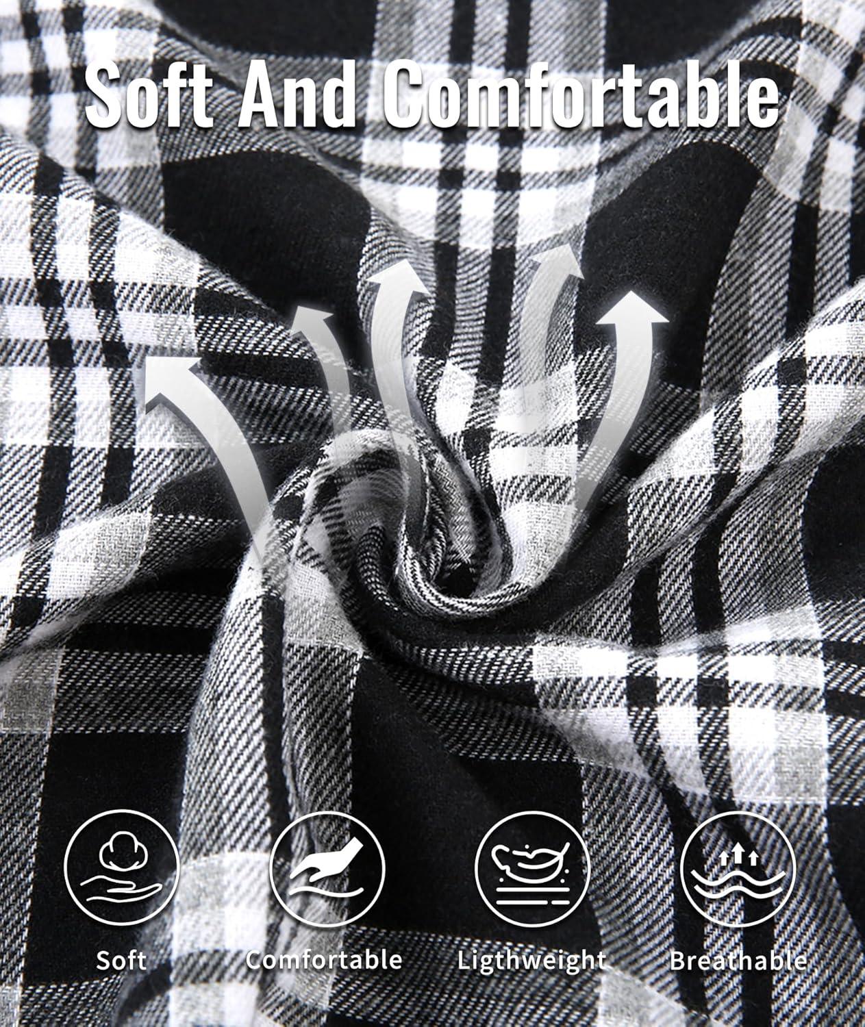 imageMens Hooded Flannel Shirts Hoodie Shirt Lightweight Long Sleeve Casual Plaid Button Down Jackets Stylish with PocketBlack Grey