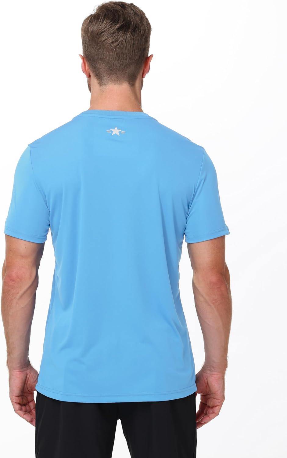 imageSwim TShirts for Men UPF 50 Sun Protection Rash Guard Fast Dry Moisture Wicking for Athletic Activities amp FishingLight Blue