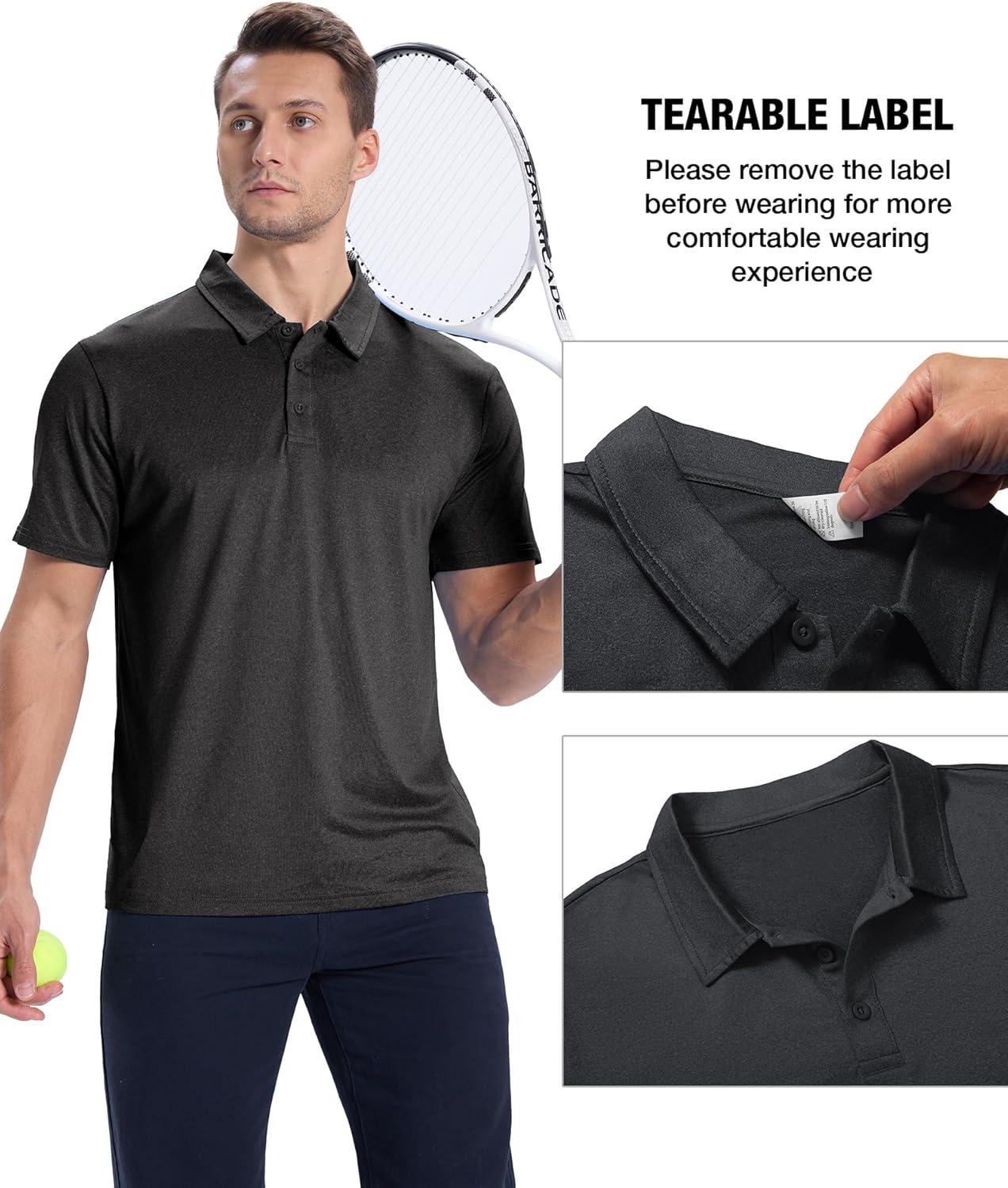 imageZITY 3 Pack Mens Polo Shirts Short Sleeve Golf Polo Moisture Wicking Performance Collared Casual Tennis Athletic TShirtBlackGreyBlue
