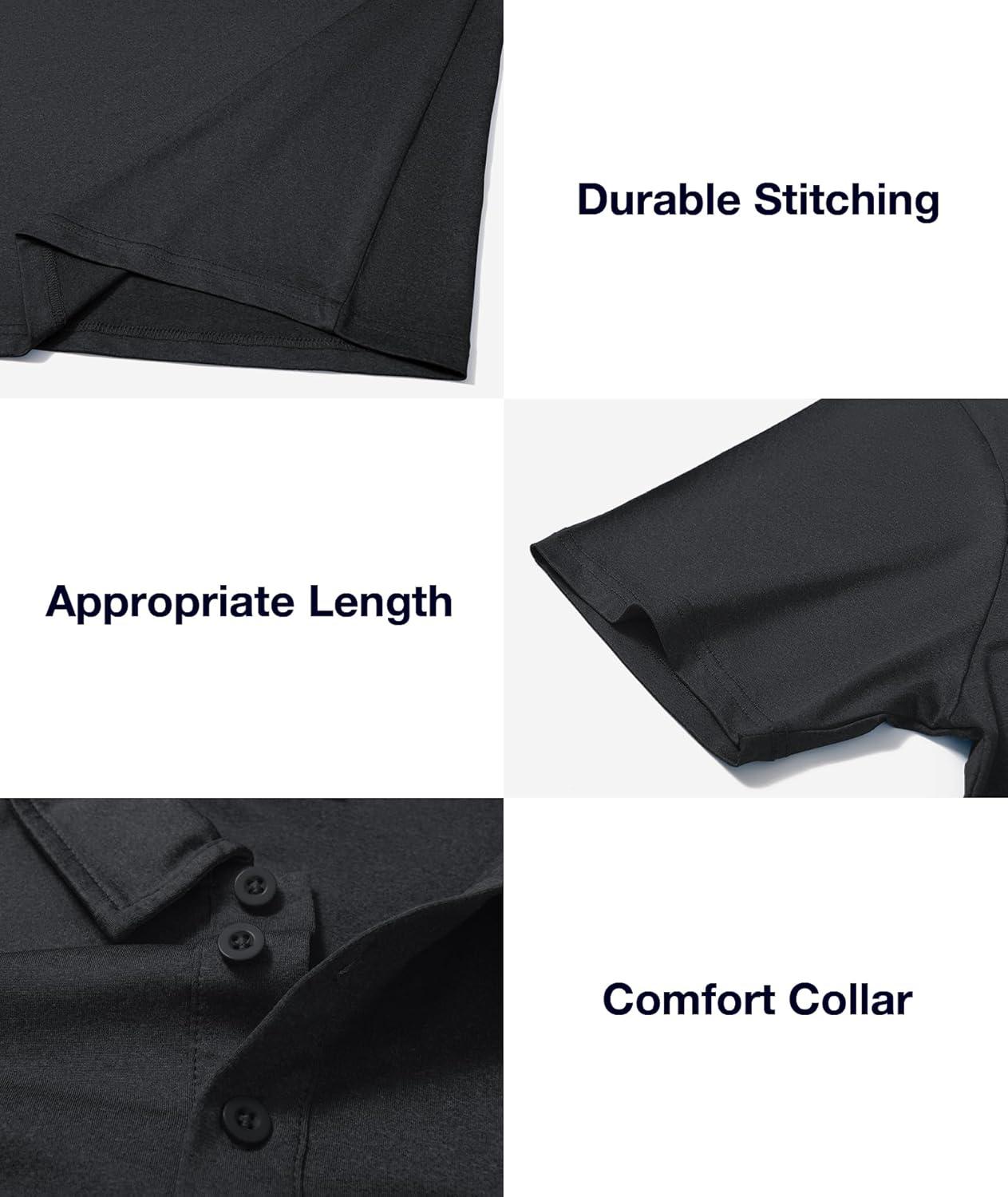 imageZITY 3 Pack Mens Polo Shirts Short Sleeve Golf Polo Moisture Wicking Performance Collared Casual Tennis Athletic TShirtBlackGreyBlue