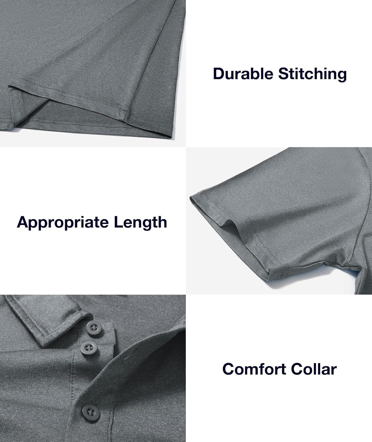 imageZITY 3 Pack Mens Polo Shirts Short Sleeve Golf Polo Moisture Wicking Performance Collared Casual Tennis Athletic TShirtGreyNavy BlueGrey Blue