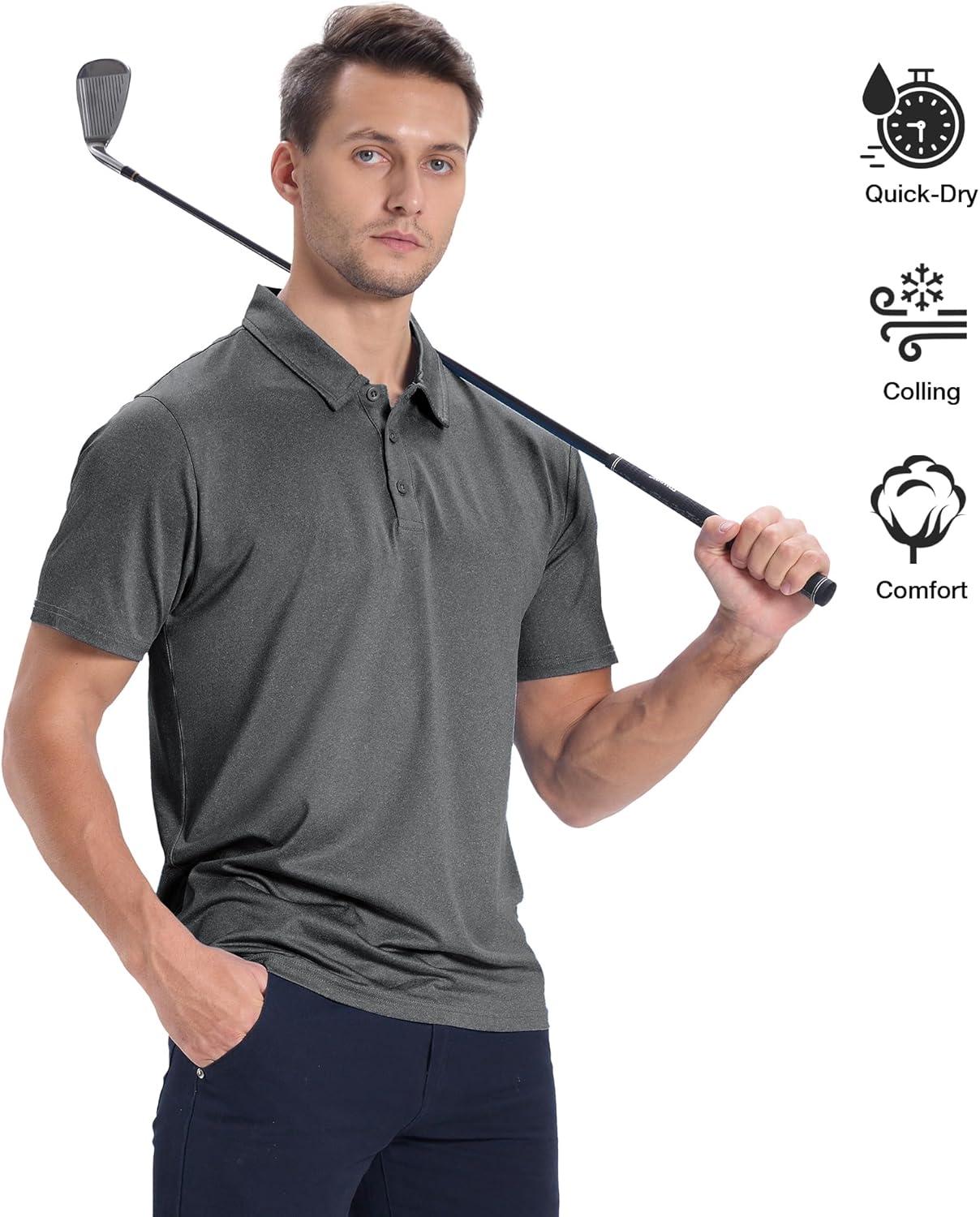 imageZITY 3 Pack Mens Polo Shirts Short Sleeve Golf Polo Moisture Wicking Performance Collared Casual Tennis Athletic TShirtGreyNavy BlueGrey Blue