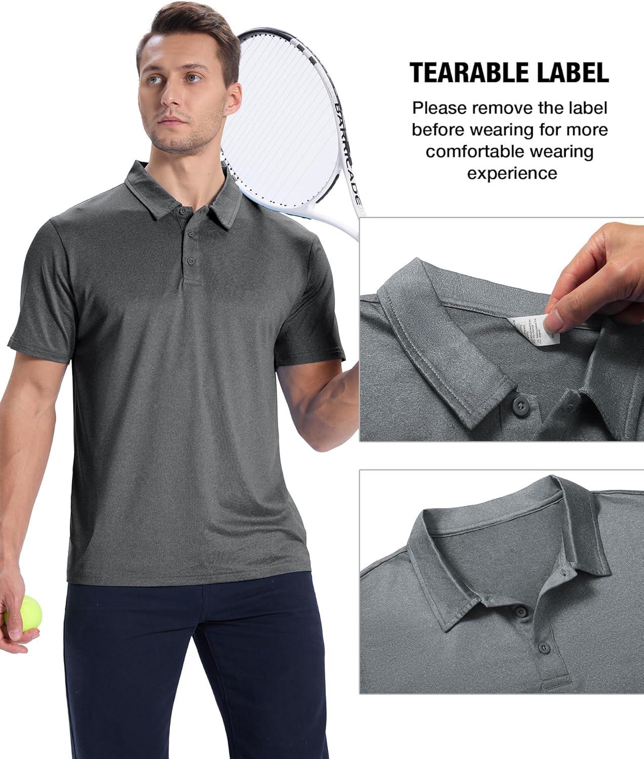imageZITY 3 Pack Mens Polo Shirts Short Sleeve Golf Polo Moisture Wicking Performance Collared Casual Tennis Athletic TShirtGreyNavy BlueGrey Blue