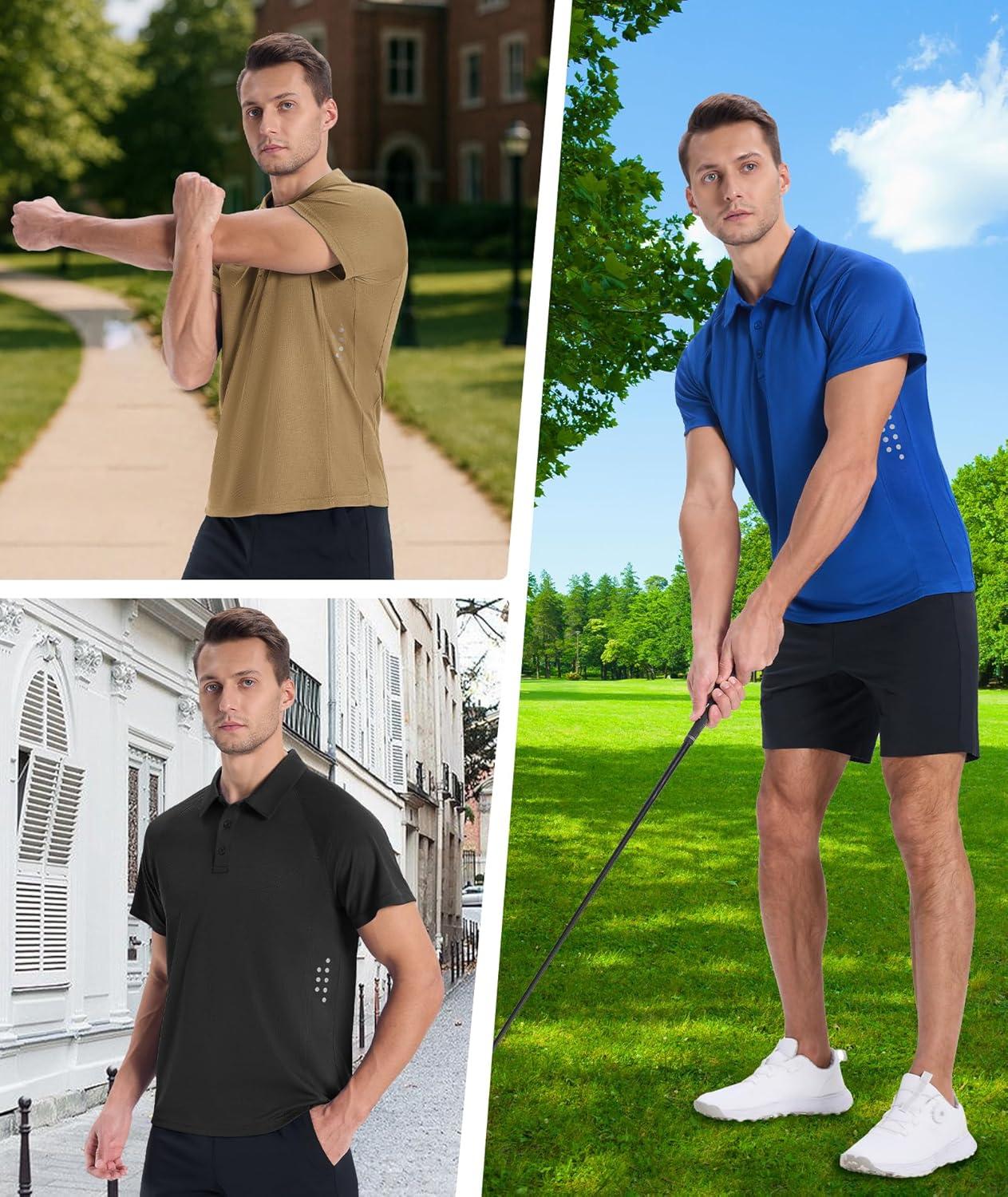 imageZITY 3 Pack Mens Polo Shirts Short Sleeve Performance Moisture Wicking Business Casual Athletic Collared Golf Shirts for MenWine Redblackdark Teal Blue