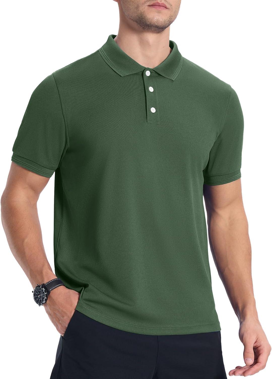 imageZITY 3 Pack Mens Polo Shirts Short Sleeve Sports MoistureWicking Golf Shirt Business Causal Summer TopsArmy Greenblackdark Teal Blue