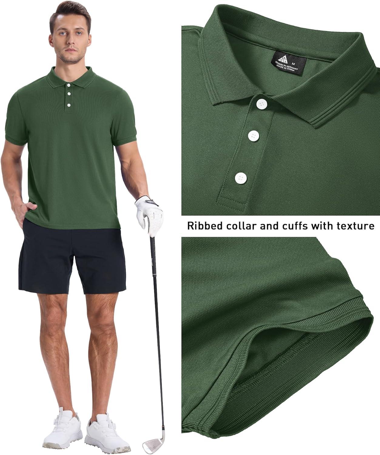 imageZITY 3 Pack Mens Polo Shirts Short Sleeve Sports MoistureWicking Golf Shirt Business Causal Summer TopsArmy Greenblackdark Teal Blue