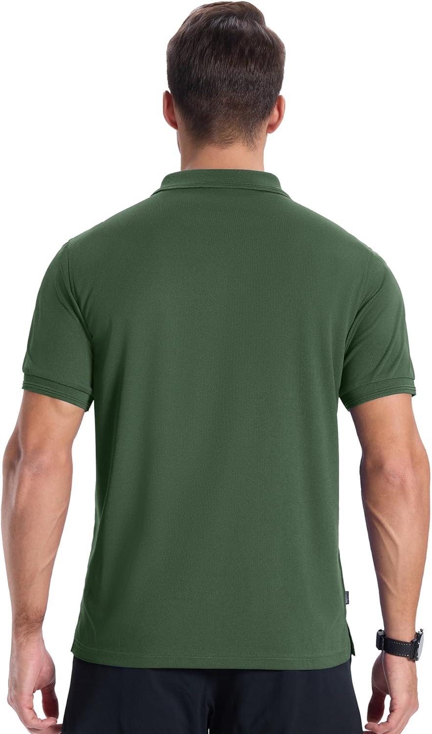 imageZITY 3 Pack Mens Polo Shirts Short Sleeve Sports MoistureWicking Golf Shirt Business Causal Summer TopsArmy Greenblackdark Teal Blue