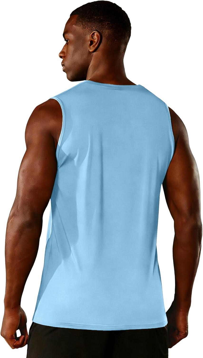 imageZITY 3 Pack Mens Sleeveless Shirts Quick Dry Tank Tops UPF 50 Workout Gym Muscle Shirt for Running Bodybuilding SummerBlackPinkWater Blue