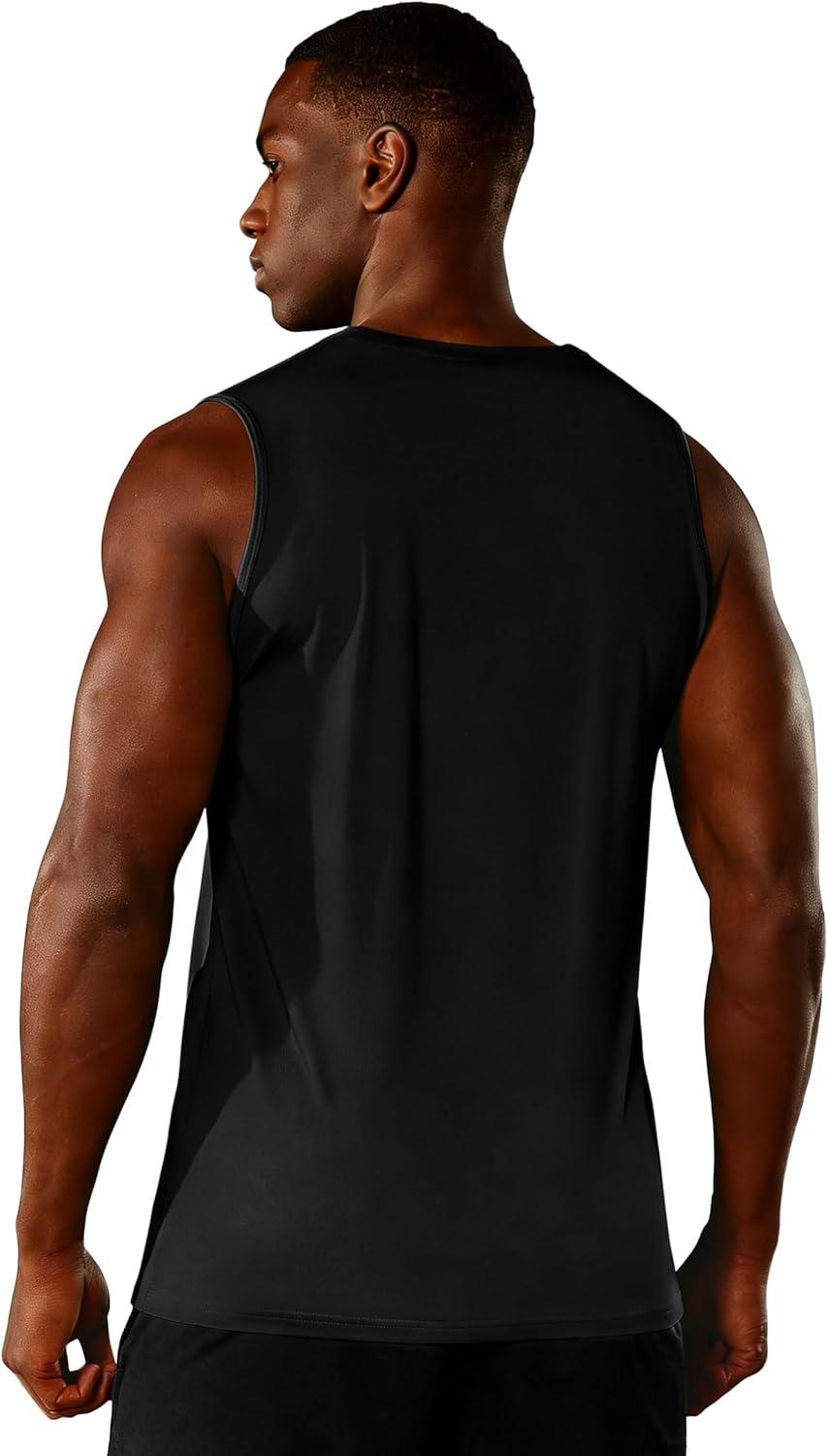 imageZITY 3 Pack Mens Sleeveless Shirts Quick Dry Tank Tops UPF 50 Workout Gym Muscle Shirt for Running Bodybuilding SummerBlackWhiteLight Blue