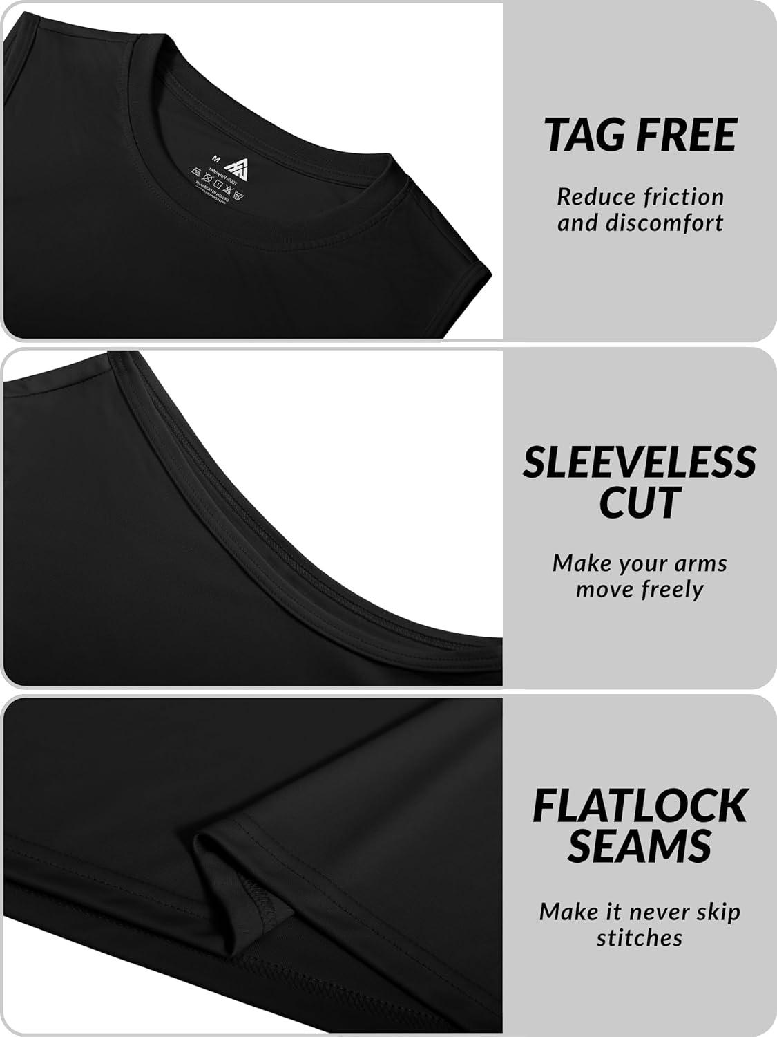 imageZITY 3 Pack Mens Sleeveless Shirts Quick Dry Tank Tops UPF 50 Workout Gym Muscle Shirt for Running Bodybuilding SummerBlackWhiteLight Blue