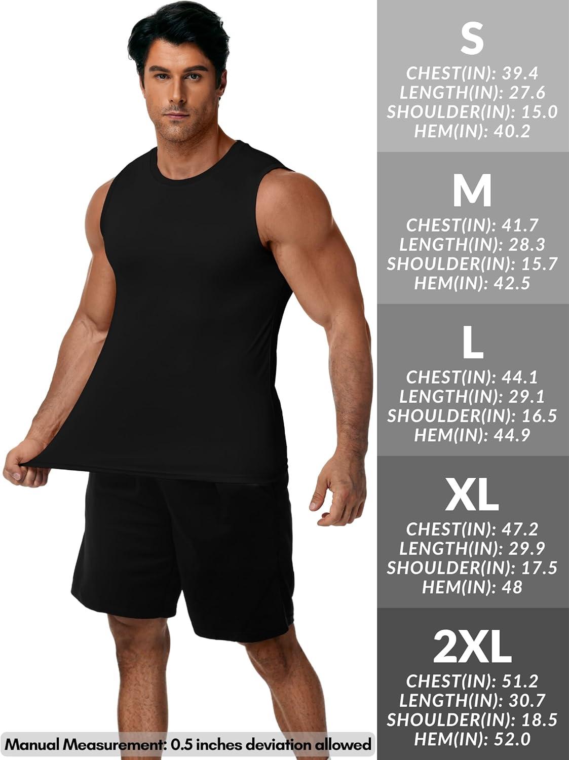 imageZITY 3 Pack Mens Sleeveless Shirts Quick Dry Tank Tops UPF 50 Workout Gym Muscle Shirt for Running Bodybuilding SummerBlackWhiteLight Blue