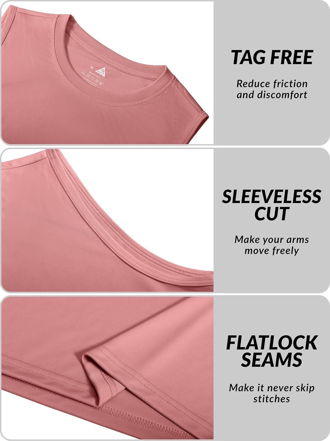imageZITY 3 Pack Mens Sleeveless Shirts Quick Dry Tank Tops UPF 50 Workout Gym Muscle Shirt for Running Bodybuilding SummerBlackWhitePink