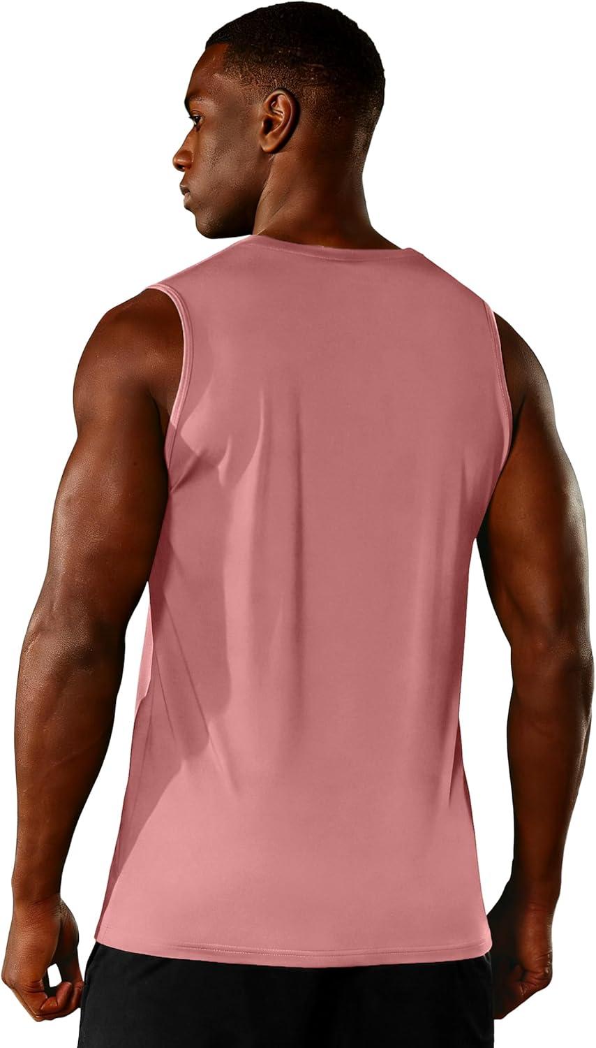 imageZITY 3 Pack Mens Sleeveless Shirts Quick Dry Tank Tops UPF 50 Workout Gym Muscle Shirt for Running Bodybuilding SummerBlackWhitePink