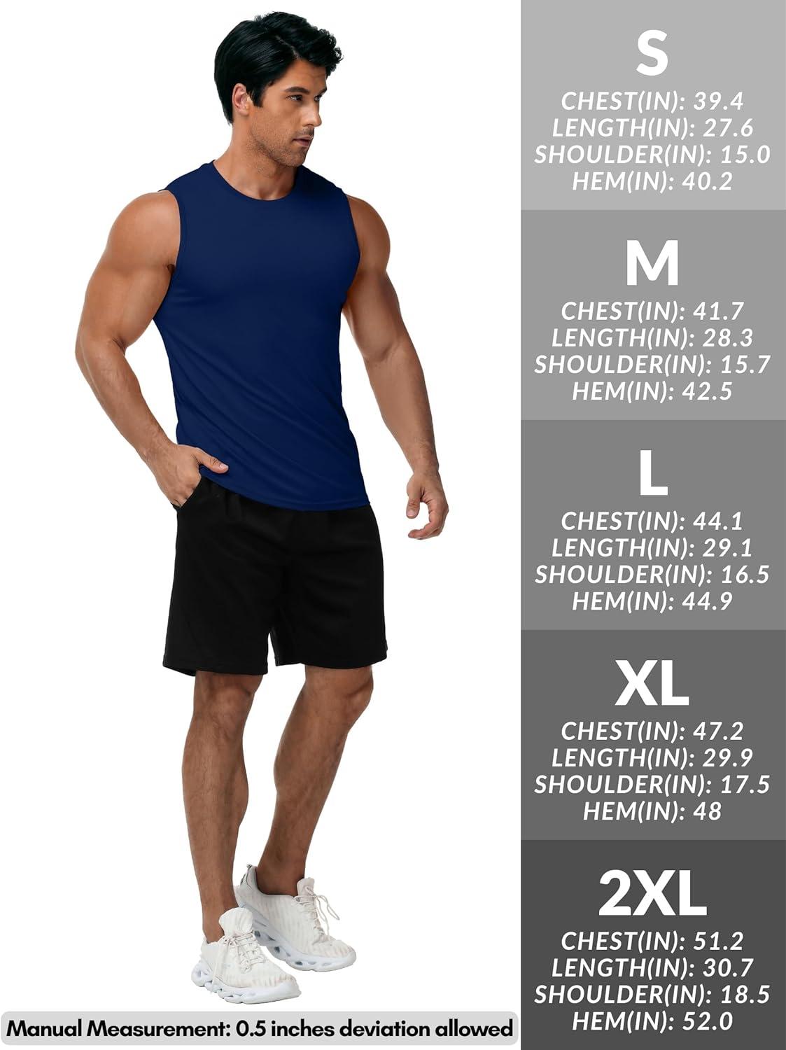imageZITY 3 Pack Mens Sleeveless Shirts Quick Dry Tank Tops UPF 50 Workout Gym Muscle Shirt for Running Bodybuilding SummerDark BlueWhiteLight Grey