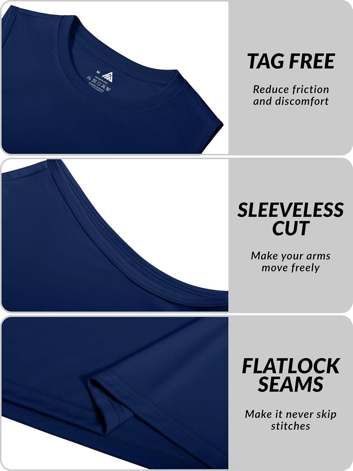 imageZITY 3 Pack Mens Sleeveless Shirts Quick Dry Tank Tops UPF 50 Workout Gym Muscle Shirt for Running Bodybuilding SummerDark BlueWhiteLight Grey