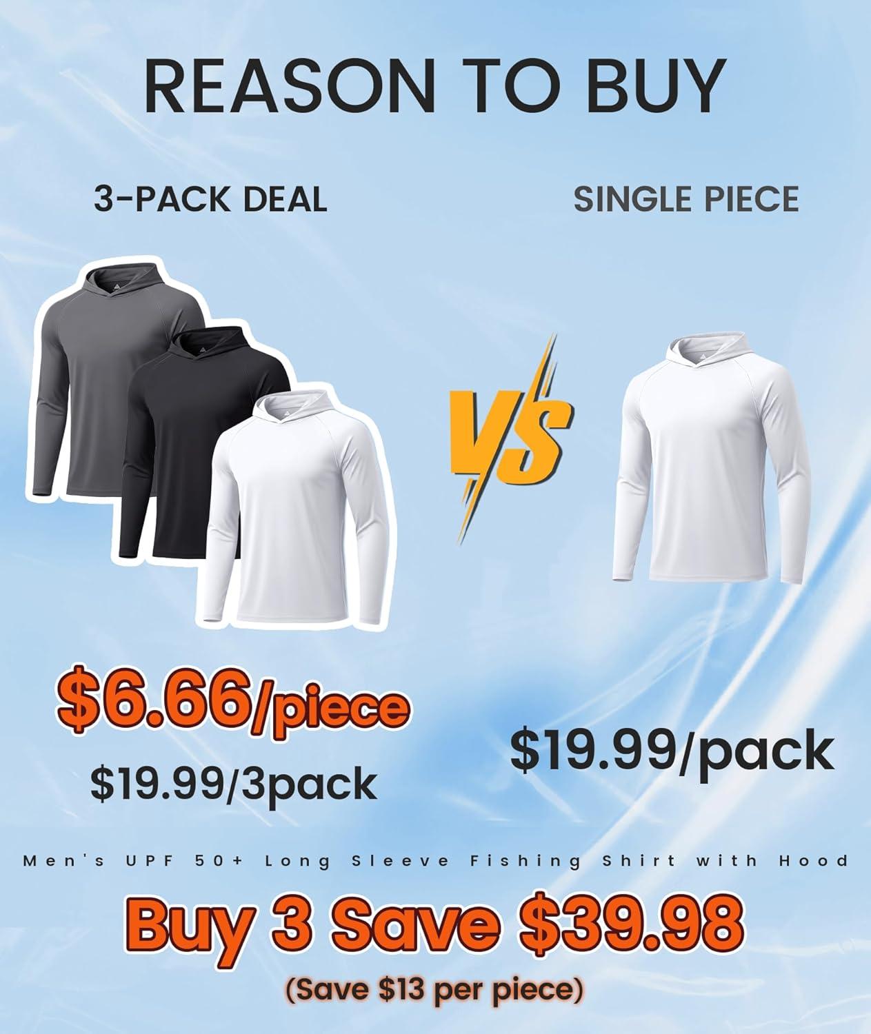 imageZITY 3 Pack Mens Sun Protection Hoodie Shirt Fishing Shirts for Men UPF 50 Long Sleeve Shirt Lightweight Rash Guard3 Packwhite Dark Grey Black
