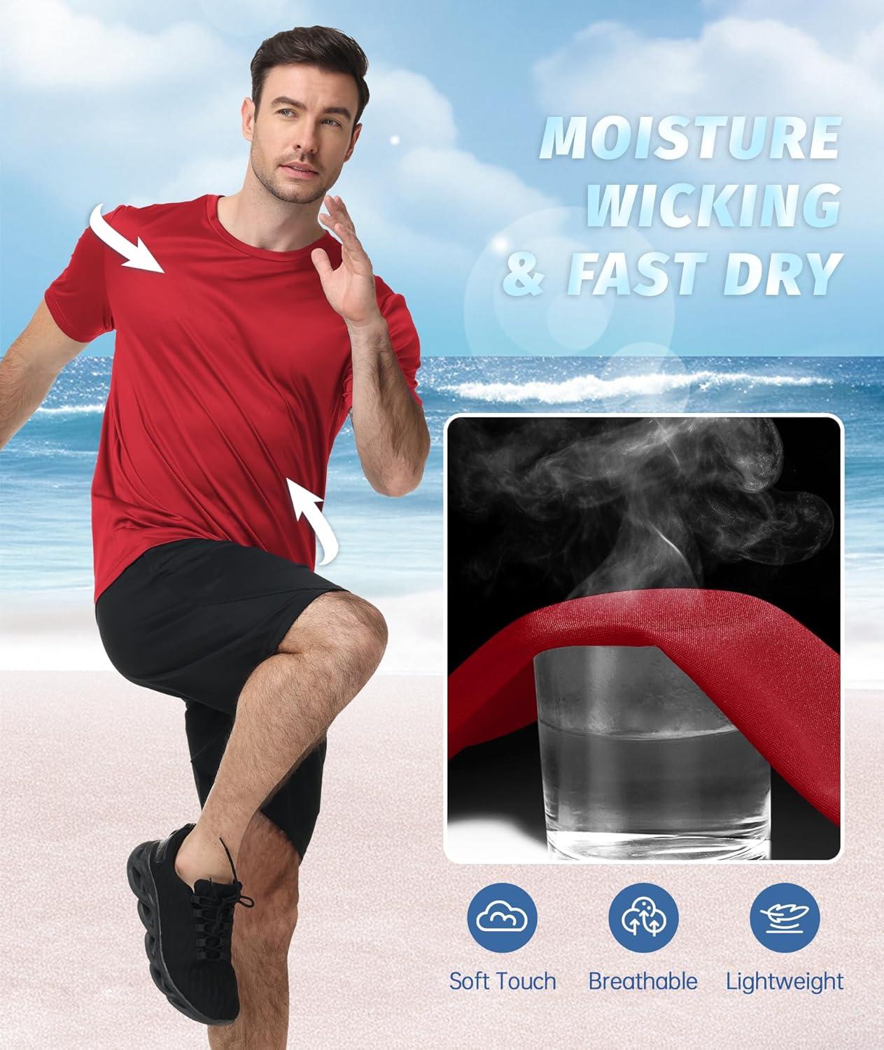 imageZITY 3 Pack T Shirts for Men UPF 50 Workout Swim Shirt Fast Dry Moisture Wicking Athletic TShirts for Running Gym3 Packlight Gray Dark Red Black