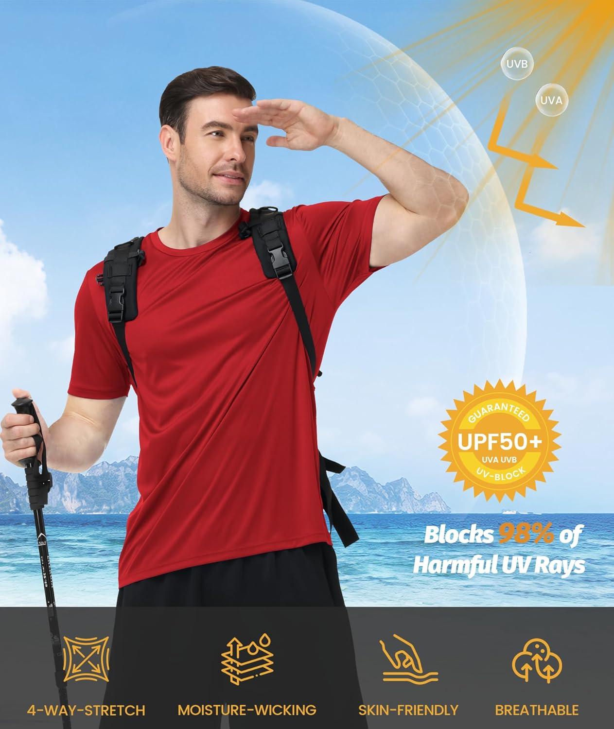 imageZITY 3 Pack T Shirts for Men UPF 50 Workout Swim Shirt Fast Dry Moisture Wicking Athletic TShirts for Running Gym3 Packlight Gray Dark Red Black