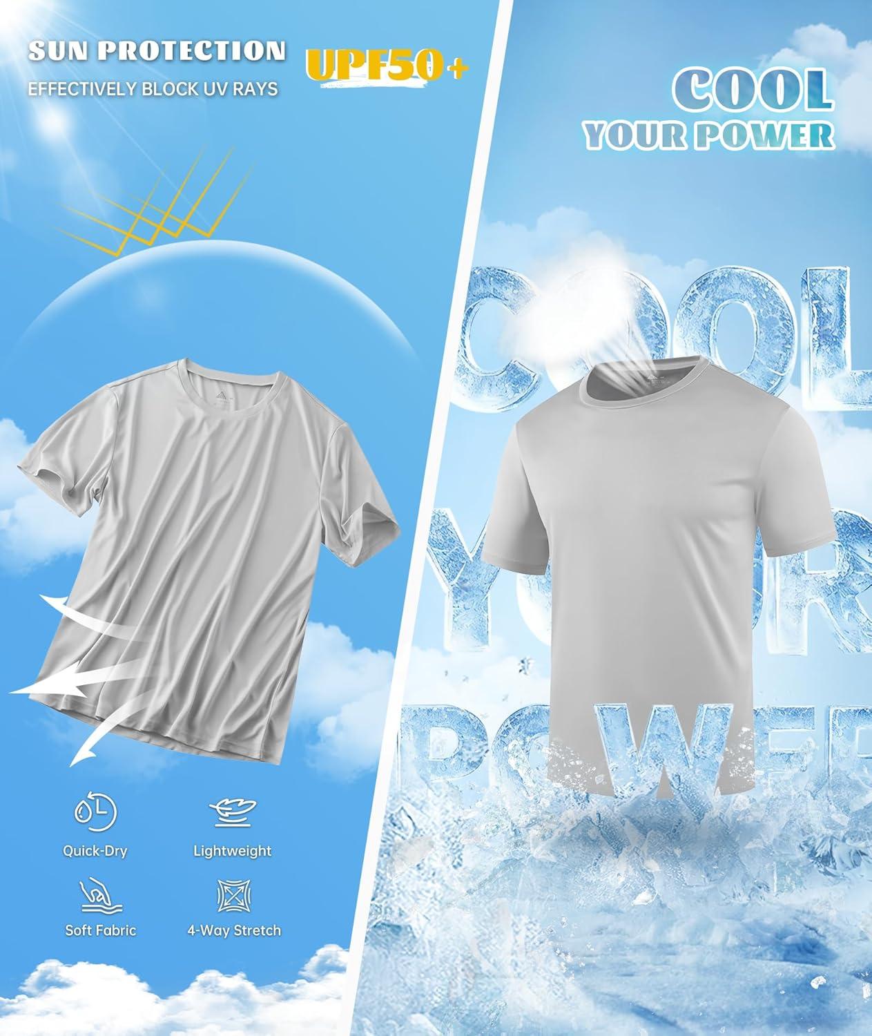 imageZITY 3 Pack T Shirts for Men UPF 50 Workout Swim Shirt Fast Dry Moisture Wicking Athletic TShirts for Running Gym3 Packlight Gray Light Blue Dark Gray