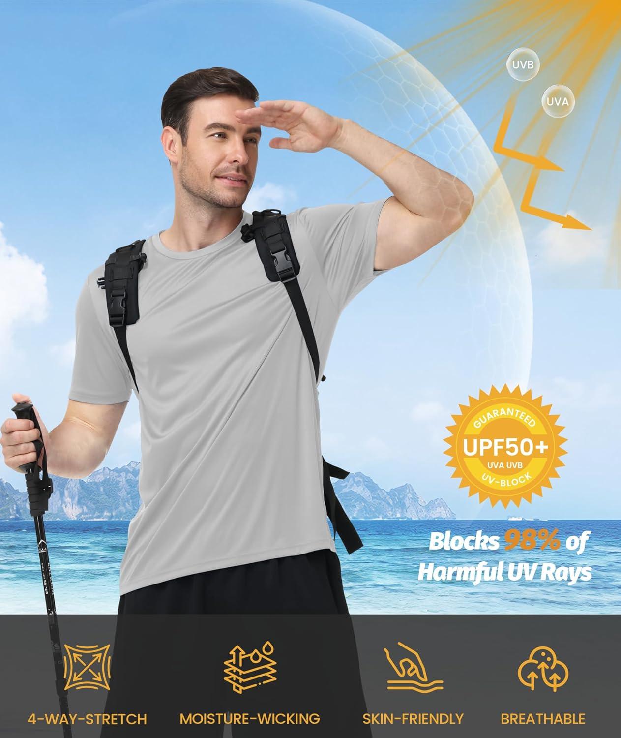 imageZITY 3 Pack T Shirts for Men UPF 50 Workout Swim Shirt Fast Dry Moisture Wicking Athletic TShirts for Running Gym3 Packlight Gray Light Blue Dark Gray