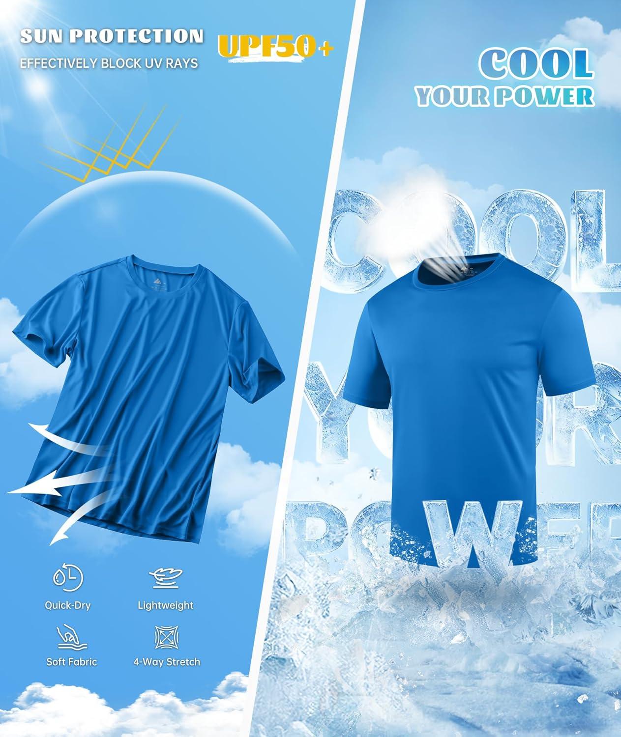 imageZITY 3 Pack T Shirts for Men UPF 50 Workout Swim Shirt Fast Dry Moisture Wicking Athletic TShirts for Running Gym3 Packlight Gray Light Blue Sky Blue