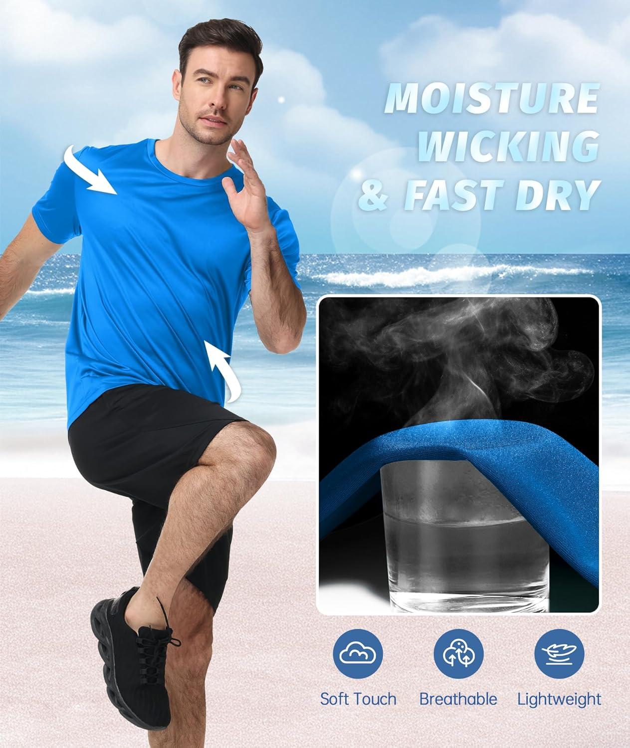 imageZITY 3 Pack T Shirts for Men UPF 50 Workout Swim Shirt Fast Dry Moisture Wicking Athletic TShirts for Running Gym3 Packlight Gray Light Blue Sky Blue