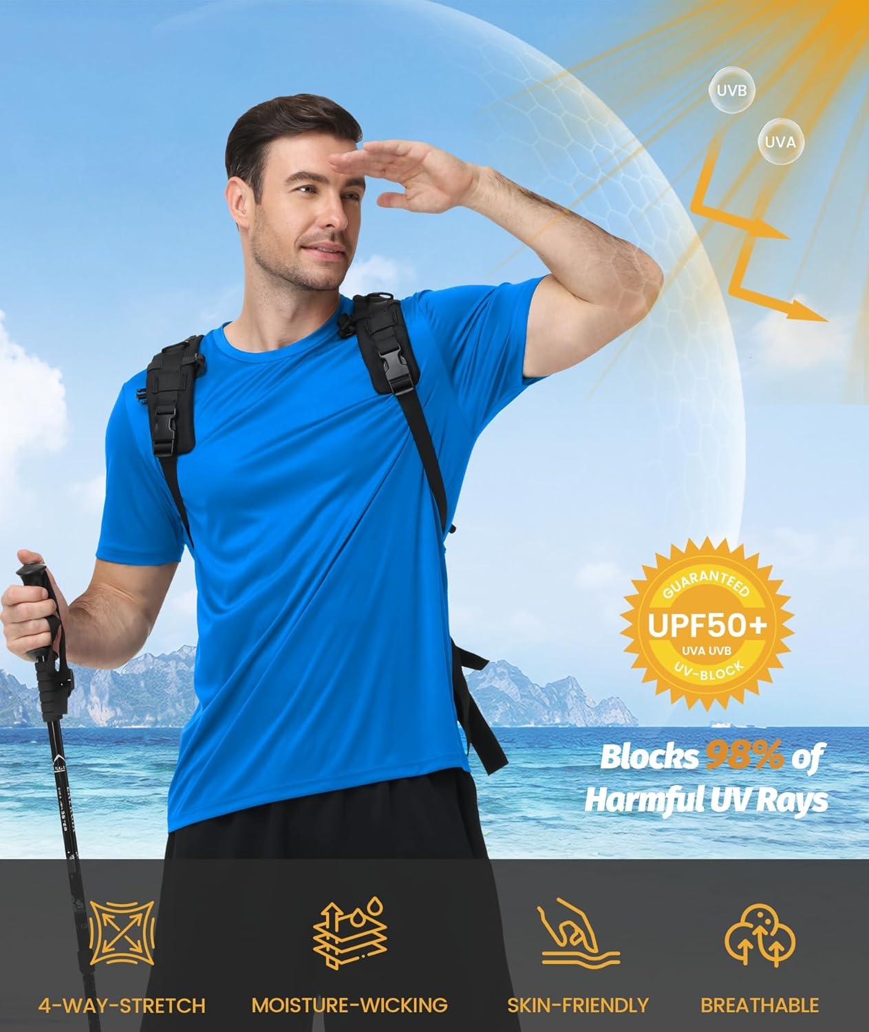 imageZITY 3 Pack T Shirts for Men UPF 50 Workout Swim Shirt Fast Dry Moisture Wicking Athletic TShirts for Running Gym3 Packlight Gray Light Blue Sky Blue