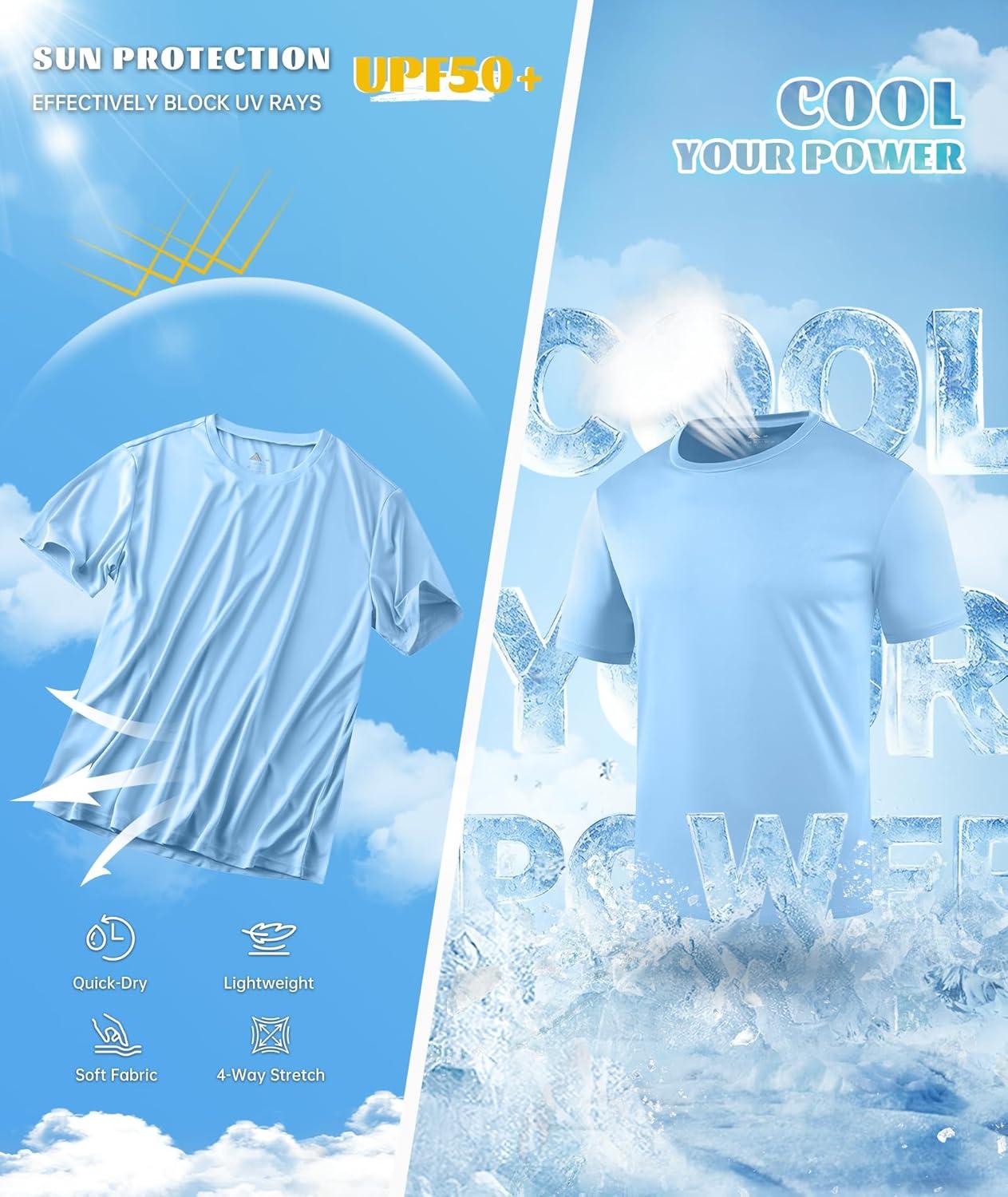 imageZITY 3 Pack T Shirts for Men UPF 50 Workout Swim Shirt Fast Dry Moisture Wicking Athletic TShirts for Running Gym3 Packlight Gray Light Blue White