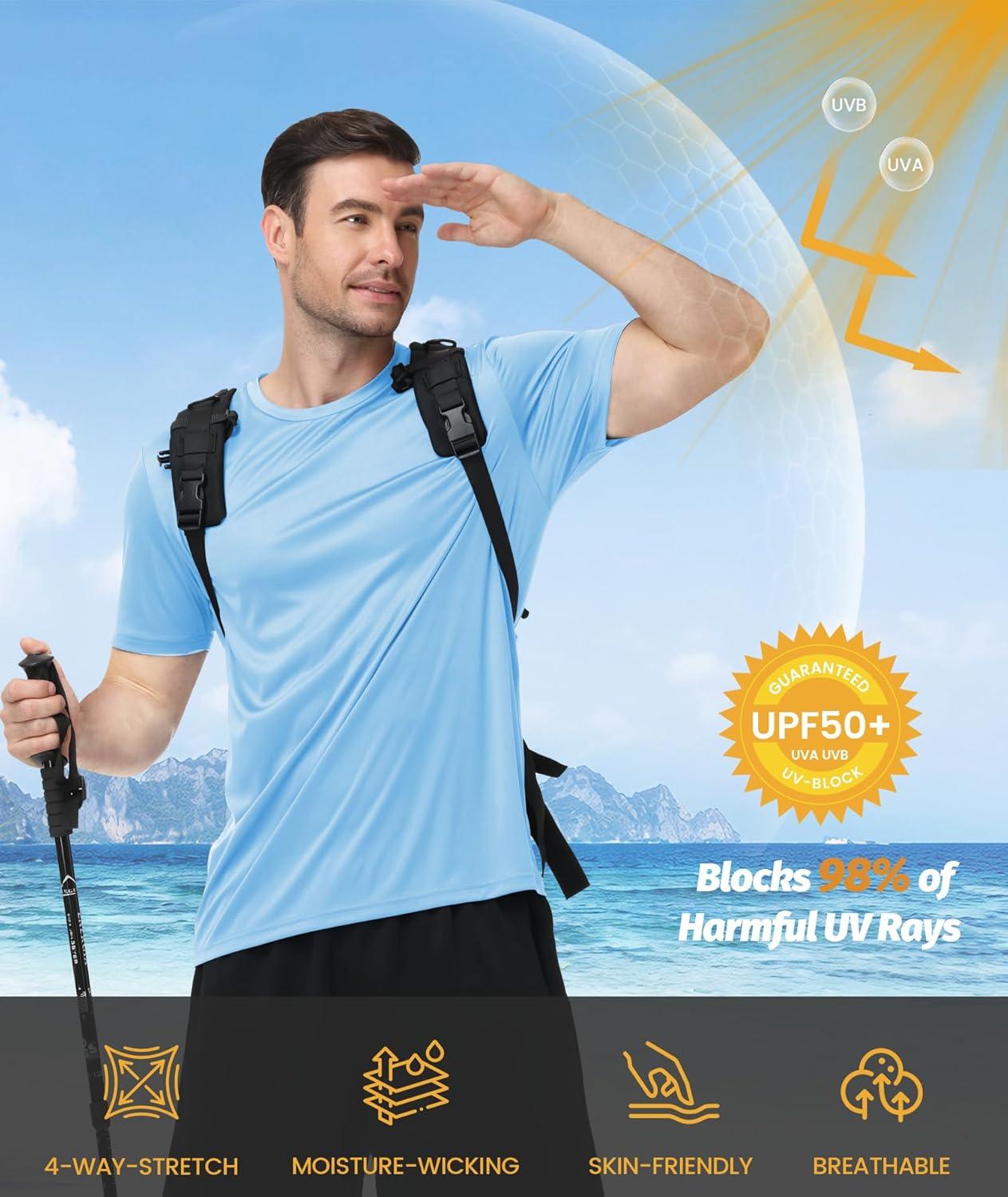 imageZITY 3 Pack T Shirts for Men UPF 50 Workout Swim Shirt Fast Dry Moisture Wicking Athletic TShirts for Running Gym3 Packlight Gray Light Blue White