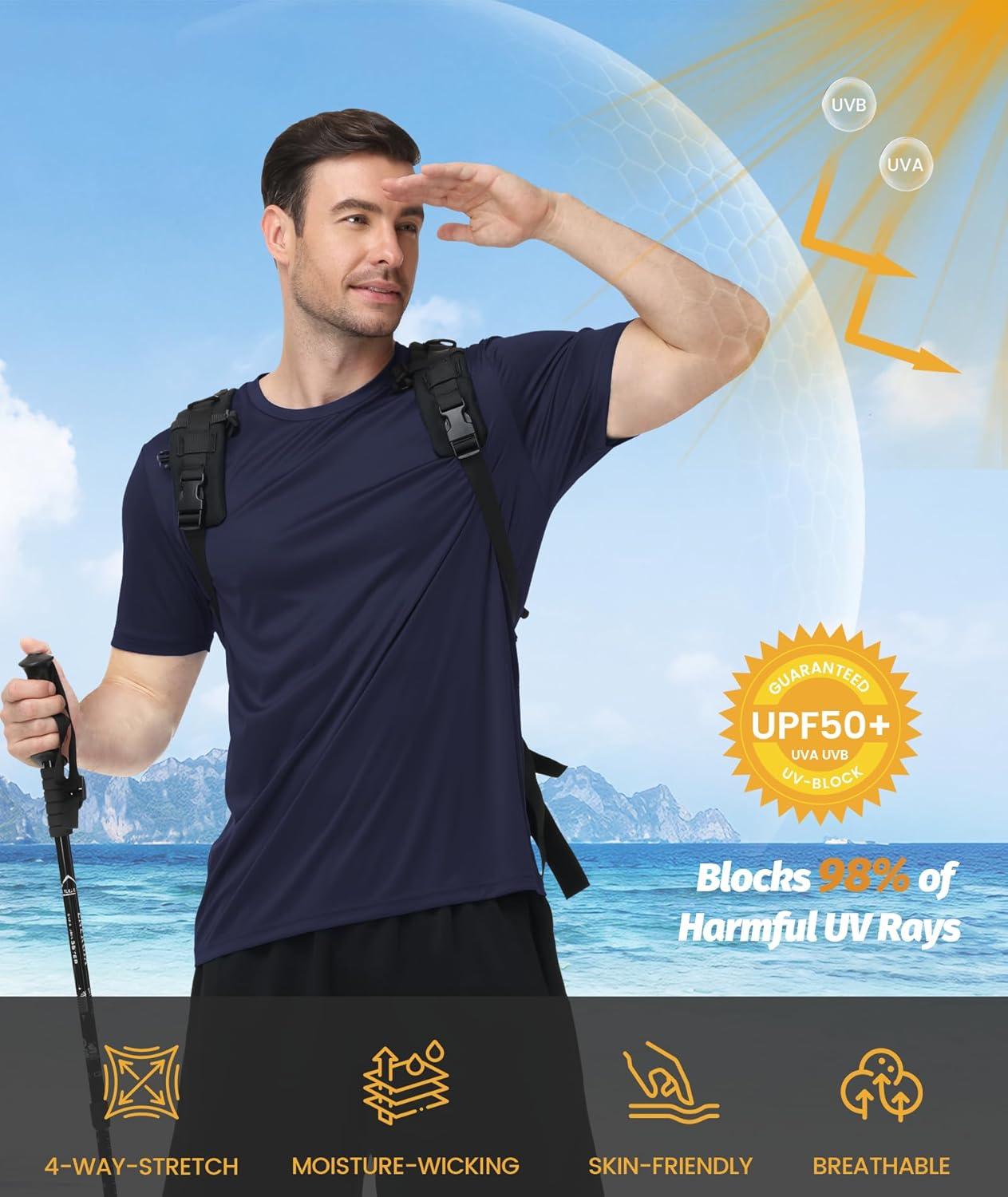 imageZITY 3 Pack T Shirts for Men UPF 50 Workout Swim Shirt Fast Dry Moisture Wicking Athletic TShirts for Running Gym3 Packwhite Light Blue Dark Blue