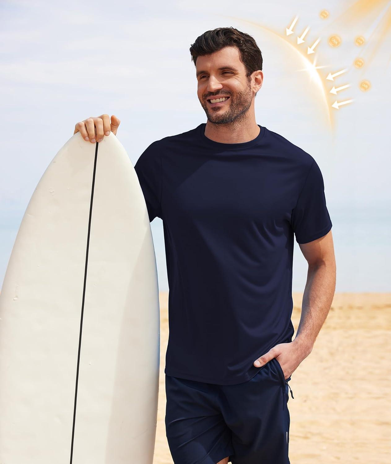 imageZITY 3 Pack T Shirts for Men UPF 50 Workout Swim Shirt Fast Dry Moisture Wicking Athletic TShirts for Running Gym3 Packwhite Light Blue Dark Blue